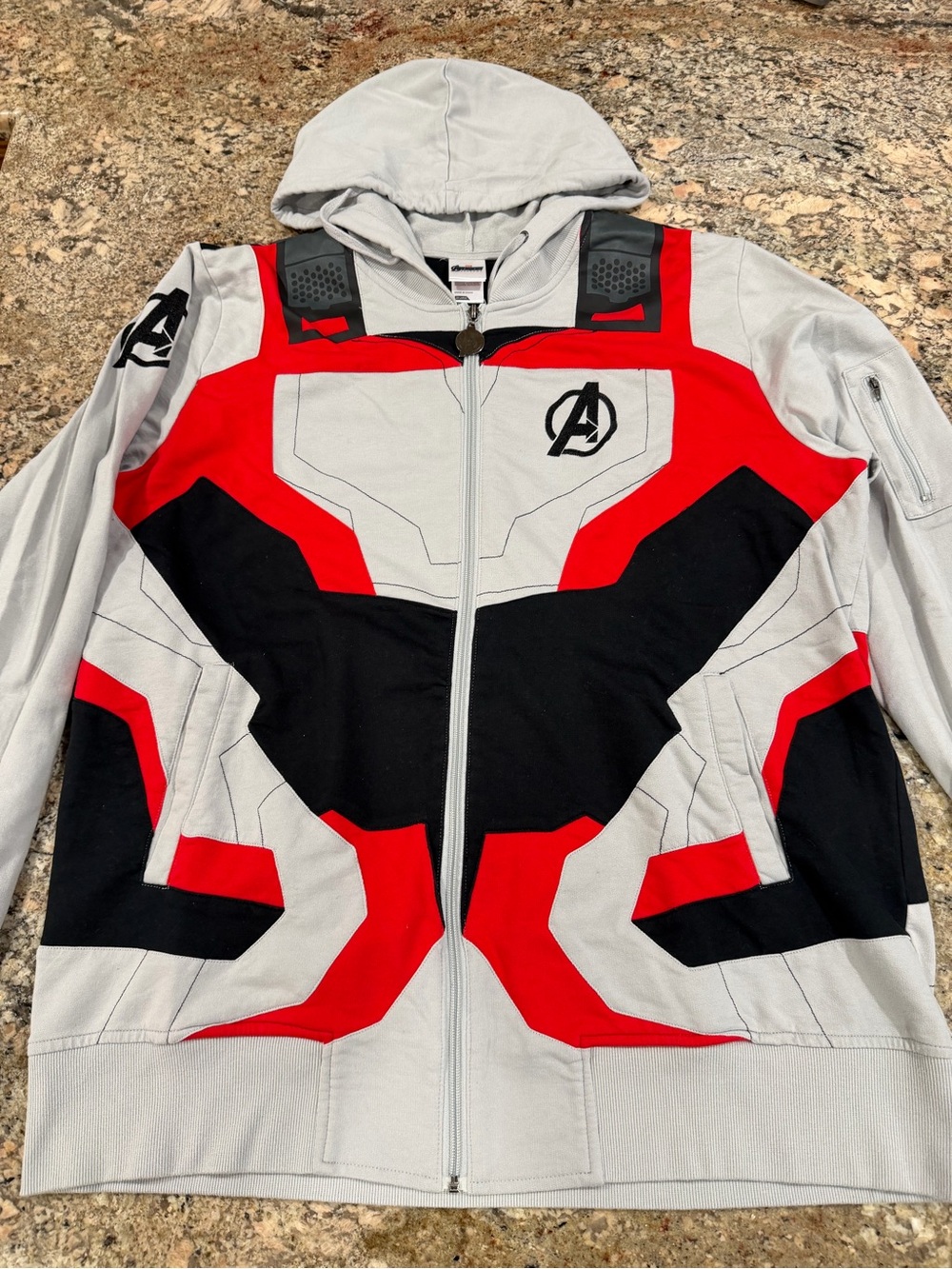 Marvel Men's Lightweight Hooded Jacket in Gray, Red & Black